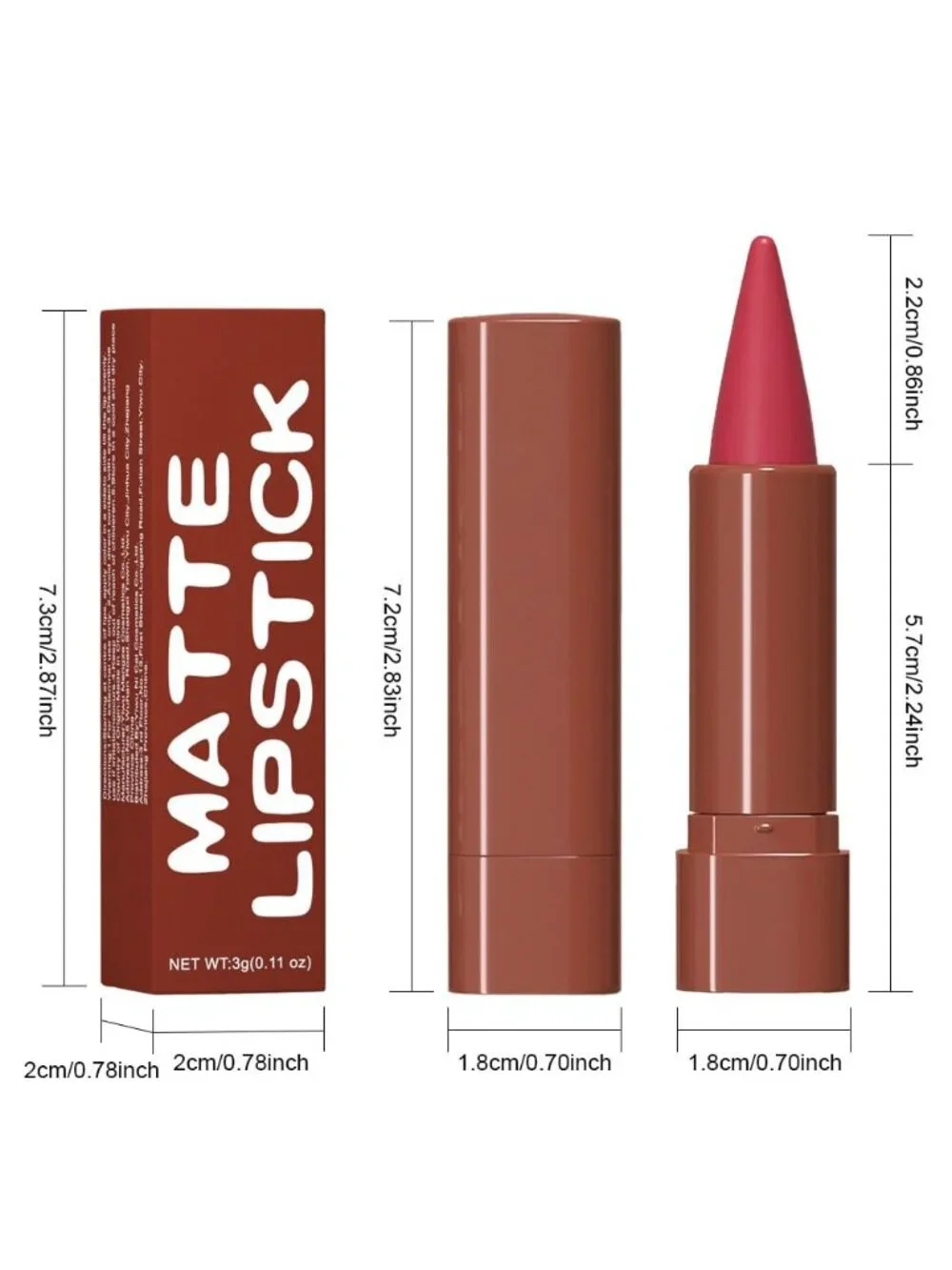 Women 1Pcs-A06# Ruby Red Shimmery Metallic Cone-Tip Glitter Lipstick & Lip Liner